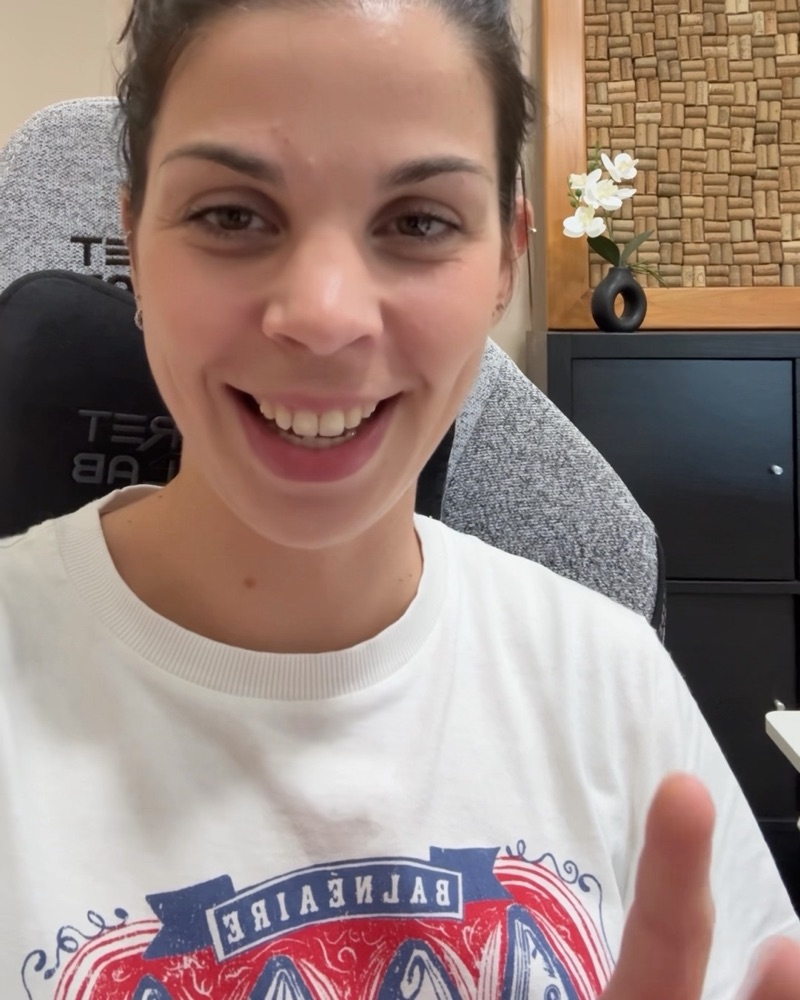 A Cátia a sorrir para a câmara