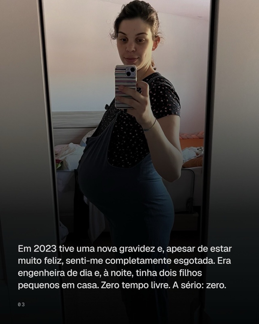 Slide 3: em 2023, uma nova gravidez e zero tempo livre